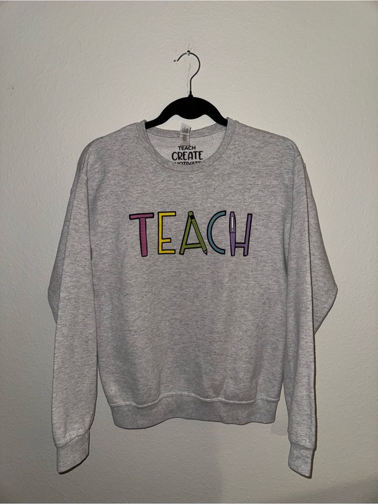 Jerzees Sweaters - Jerzees Gray CREATIVE 'TEACH' Crewneck Sweatshirt